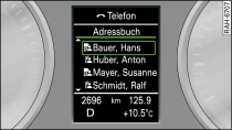 Darstellung im Fahrerinformationssystem